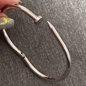 Juste En Clou Nail Silver Stainless Steel Waterproof Minimalist Bracelet
